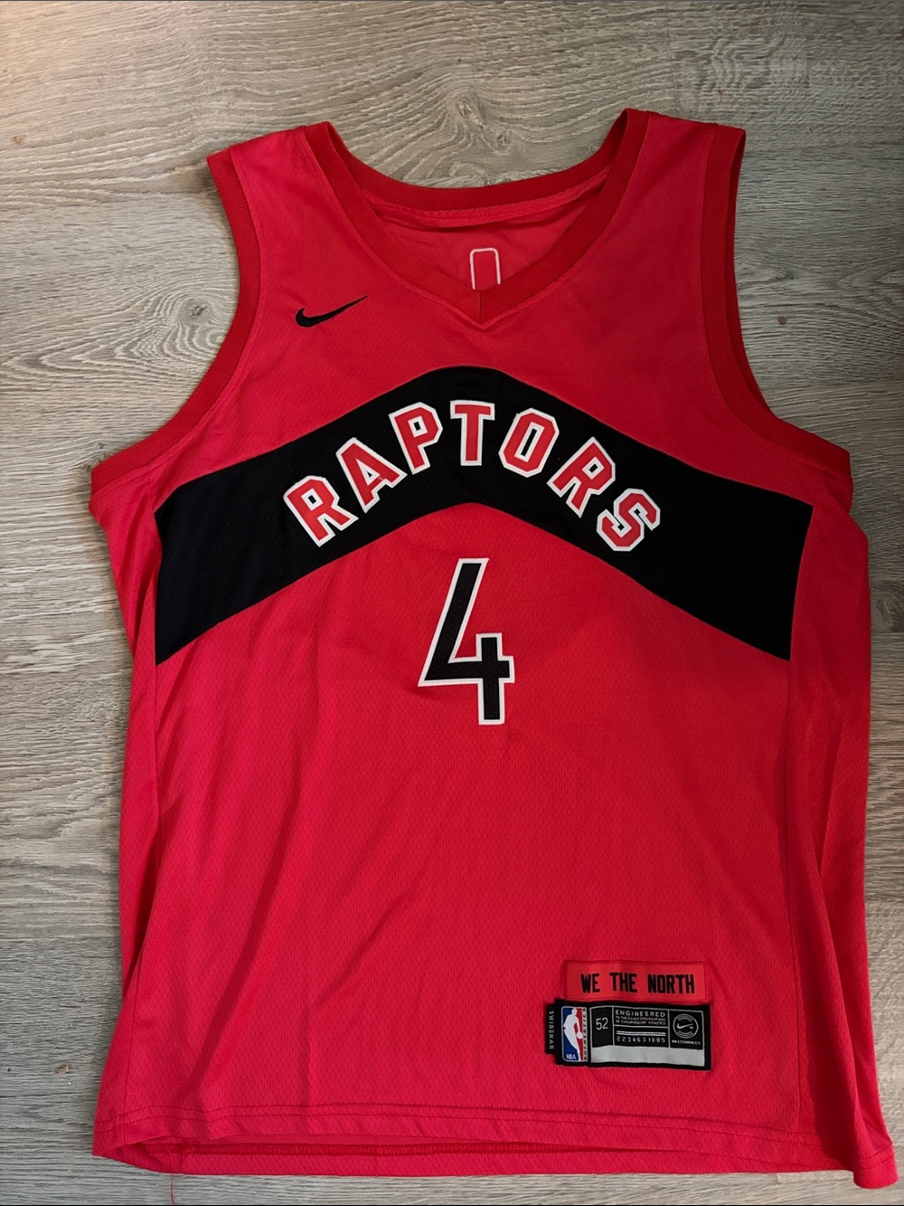 Nike Red and Black Raptors Barnes #4 Basketball Jersey